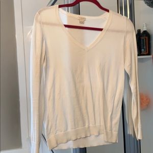 Light weight cream color j crew v neck sweater